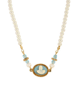 Thumbnail 1: SYMBOLS OF FAITH Symbols of Faith Mary & Child Cameo Adjustable Necklace 