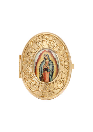 Thumbnail 1: SYMBOLS OF FAITH Symbols of Faith Lady of Guadalupe Decal Oval Pill Box 