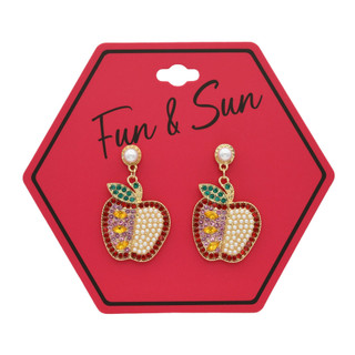Thumbnail 2: FUN & SUN Fun & Sun Rhinestone Apple Earrings 