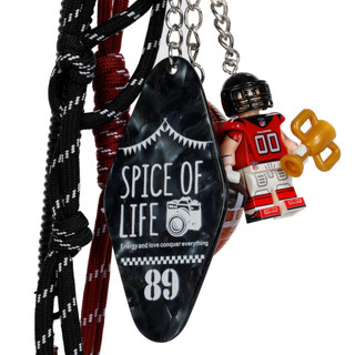 Thumbnail 3: QUEENS DESIGNS Football Theme Bag Charm with Star Carabiner 