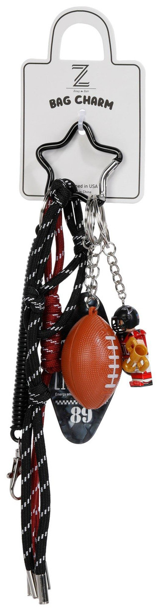Thumbnail 1: QUEENS DESIGNS Football Theme Bag Charm with Star Carabiner 