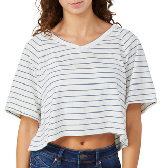 Thumbnail 1: Pink Rose Pink Rose Juniors Short Sleeve Striped Cropped Tee 