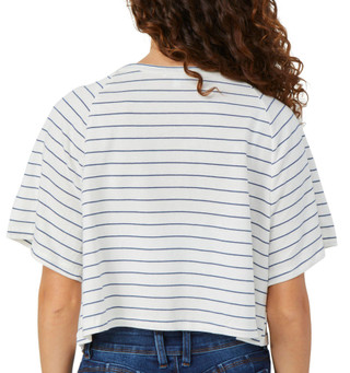 Thumbnail 2: Pink Rose Pink Rose Juniors Short Sleeve Striped Cropped Tee 