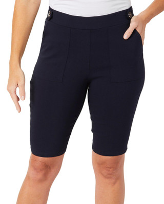 Thumbnail 1: 89th & Madison 89th & Madison Womens 11 in Tab Waist Bermuda Shorts 