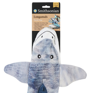 Thumbnail 3: Smithsonian Smithsonian 42 in Longamals Shark Squeak Crinkle Dog Toy 