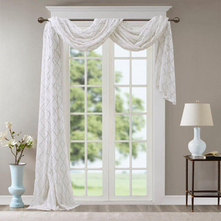 Thumbnail 3: Madison Park Madison Park Irina Diamond Sheer Embroidered Window Scarf 