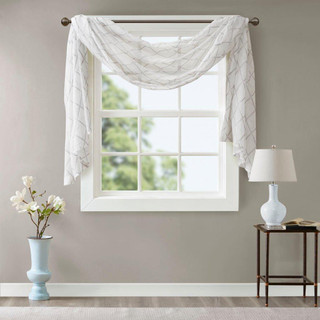 Thumbnail 4: Madison Park Madison Park Irina Diamond Sheer Embroidered Window Scarf 