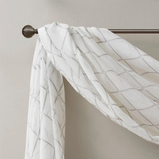 Thumbnail 5: Madison Park Madison Park Irina Diamond Sheer Embroidered Window Scarf 