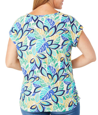 Thumbnail 3: Notations Notations Womens Short Sleeve Grommet Shoulder Top 