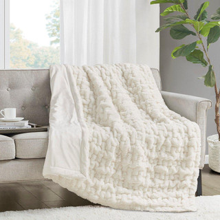 Thumbnail 1: Madison Park Madison Park Ruched Fur Throw 