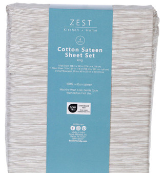 Thumbnail 3: Zest Kitchen + Home Zest Kitchen + Home 4 Pc Striped Sheet Set 