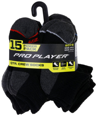 Thumbnail 1: PRO PLAYER Pro Player Boys 15 Pk Quarter Crew Socks 