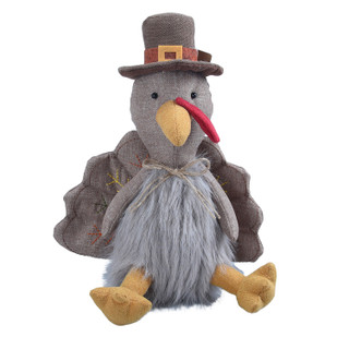 Thumbnail 1: Brighten the Season Brighten the Season 12 in. Furry Sitting Turkey Pumpkin 