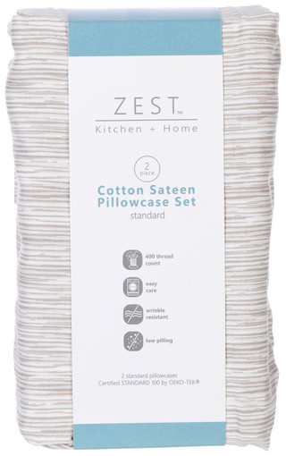 Thumbnail 1: Zest Kitchen + Home ZEST Kitchen + Home 2 Pk Cotton Sateen Pillowcase Set 