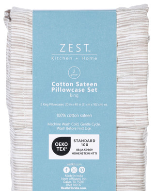 Thumbnail 5: Zest Kitchen + Home ZEST Kitchen + Home 2 Pk Cotton Sateen Pillowcase Set 