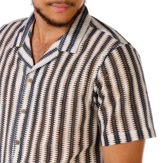 Thumbnail 2: Distortion Distortion Men's Short Sleeve Striped Open Weave Shirt 