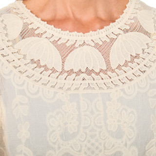 Thumbnail 3: Democracy Democracy Womens Short Sleeve Crochet Crew Neck Top 