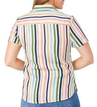 Thumbnail 2: Nautica Nautica Womens Short Sleeve Striped Button Down Top 