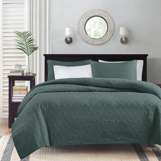 Thumbnail 4: Madison Park Madison Park Quebec Solid Reversible Quilt Set 