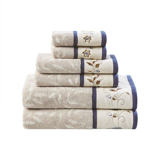 Thumbnail 3: Madison Park Madison Park 6 Pc. Serene Embroidered Jacquard Towel Set 