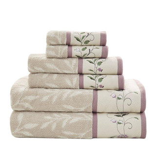 Thumbnail 3: Madison Park Madison Park 6 Pc. Serene Embroidered Jacquard Towel Set 