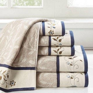 Thumbnail 1: Madison Park Madison Park 6 Pc. Serene Embroidered Jacquard Towel Set 