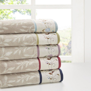 Thumbnail 5: Madison Park Madison Park 6 Pc. Serene Embroidered Jacquard Towel Set 