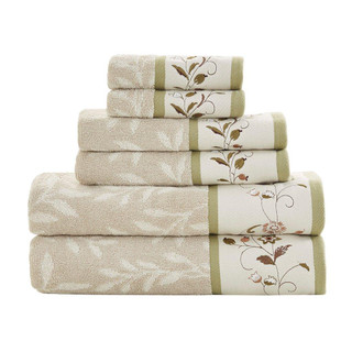 Thumbnail 3: Madison Park Madison Park 6 Pc. Serene Embroidered Jacquard Towel Set 