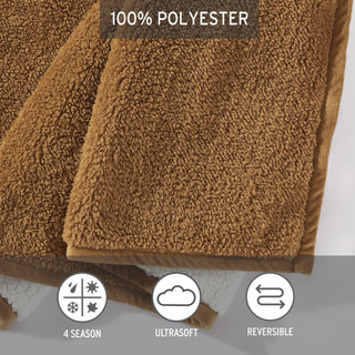 Thumbnail 5: Eddie Bauer Eddie Bauer Solid Bi Colored Sherpa Throw Blanket 