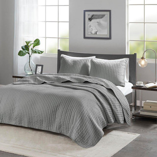 Thumbnail 2: Madison Park Madison Park Keaton Solid Quilt Set 