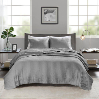 Thumbnail 6: Madison Park Madison Park Keaton Solid Quilt Set 