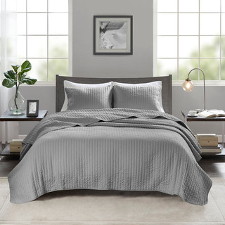 Thumbnail 5: Madison Park Madison Park Keaton Solid Quilt Set 