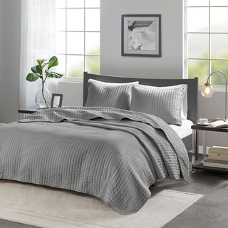 Thumbnail 2: Madison Park Madison Park Keaton Solid Quilt Set 