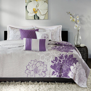 Thumbnail 2: Madison Park Madison Park 6 Pc. Lola Floral Cotton & Pillow Quilt Set 
