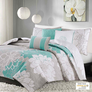 Thumbnail 1: Madison Park Madison Park 6 Pc. Lola Floral Cotton & Pillow Quilt Set 