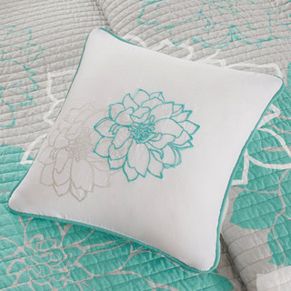 Thumbnail 4: Madison Park Madison Park 6 Pc. Lola Floral Cotton & Pillow Quilt Set 