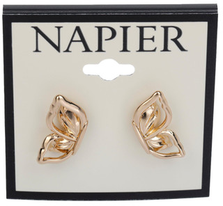Thumbnail 2: Napier Napier Gold Tone Butterfly Stud Earrings 