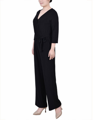 Thumbnail 3: NY COLLECTION NY Collection Womens Petite 3/4 Sleeve Belted Jumpsuit 
