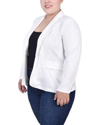 Thumbnail 3: NY COLLECTION NY Collection Plus Long Sleeve Scuba Crepe Jacket 