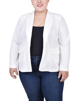 Thumbnail 1: NY COLLECTION NY Collection Plus Long Sleeve Scuba Crepe Jacket 