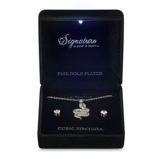 Thumbnail 1: Signature Signature Boxed CZ Snake Necklace and Stud Earring Set 