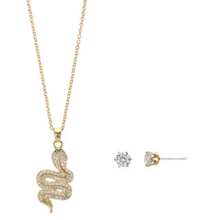 Thumbnail 2: Signature Signature Boxed CZ Snake Necklace and Stud Earring Set 