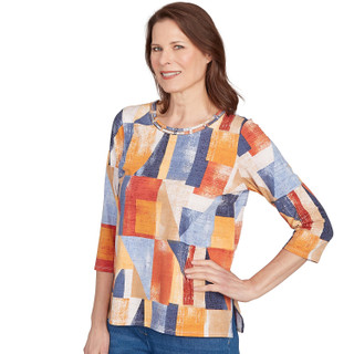 Thumbnail 4: Alfred Dunner Alfred Dunner Womens 3/4 Sleeve Colorblock Top 