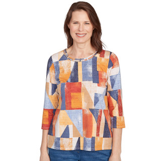 Thumbnail 1: Alfred Dunner Alfred Dunner Womens 3/4 Sleeve Colorblock Top 