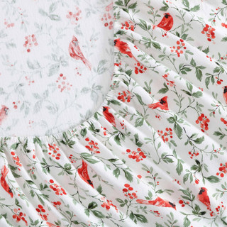 Thumbnail 17: Laura Ashley Laura Ashley Jolly Cardinals Cotton Flannel Sheet Set 