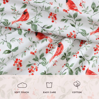 Thumbnail 26: Laura Ashley Laura Ashley Jolly Cardinals Cotton Flannel Sheet Set 