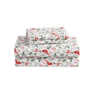 Thumbnail 4: Laura Ashley Laura Ashley Jolly Cardinals Cotton Flannel Sheet Set 