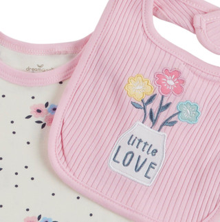 Thumbnail 3: DREAMGRO DreamGro Baby Girls 3 Pc Bodysuit Footie Bib Set 