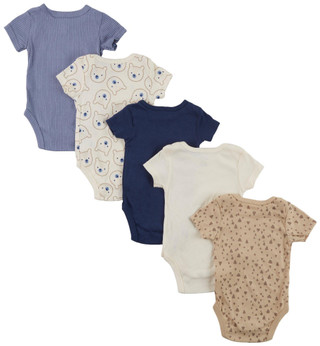 Thumbnail 2: DREAMGRO DreamGro Baby Boy 5 Pk Bodysuit Set - Blue Bear 
