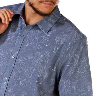 Thumbnail 2: FLAG AND ANTHEM Men's Short Sleeve Richfield Palm Print Button Down Shirt 